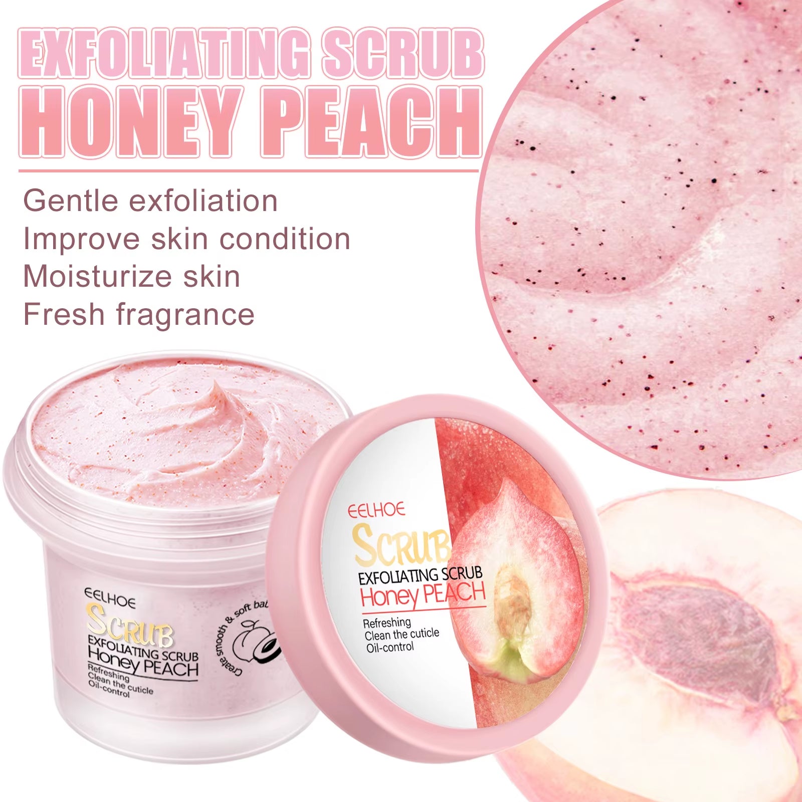 Peach Exfoliating Scrub Moisturizing Brighten Body Gel Deep Cleaning Whitening Exfoliating Pore Clean Skin Spa Scrub 100G