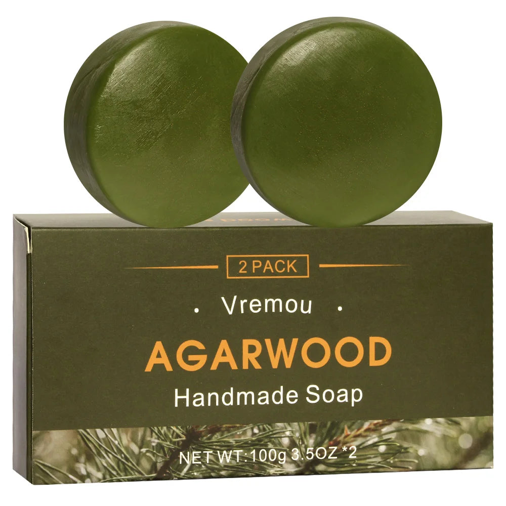 Sandalwood Soap - 2 Pack, Agarwood Soap - 2 Pack, Gentle Cleansing Handmade Soap, Plant Essential Oil Fragrance Body Soap